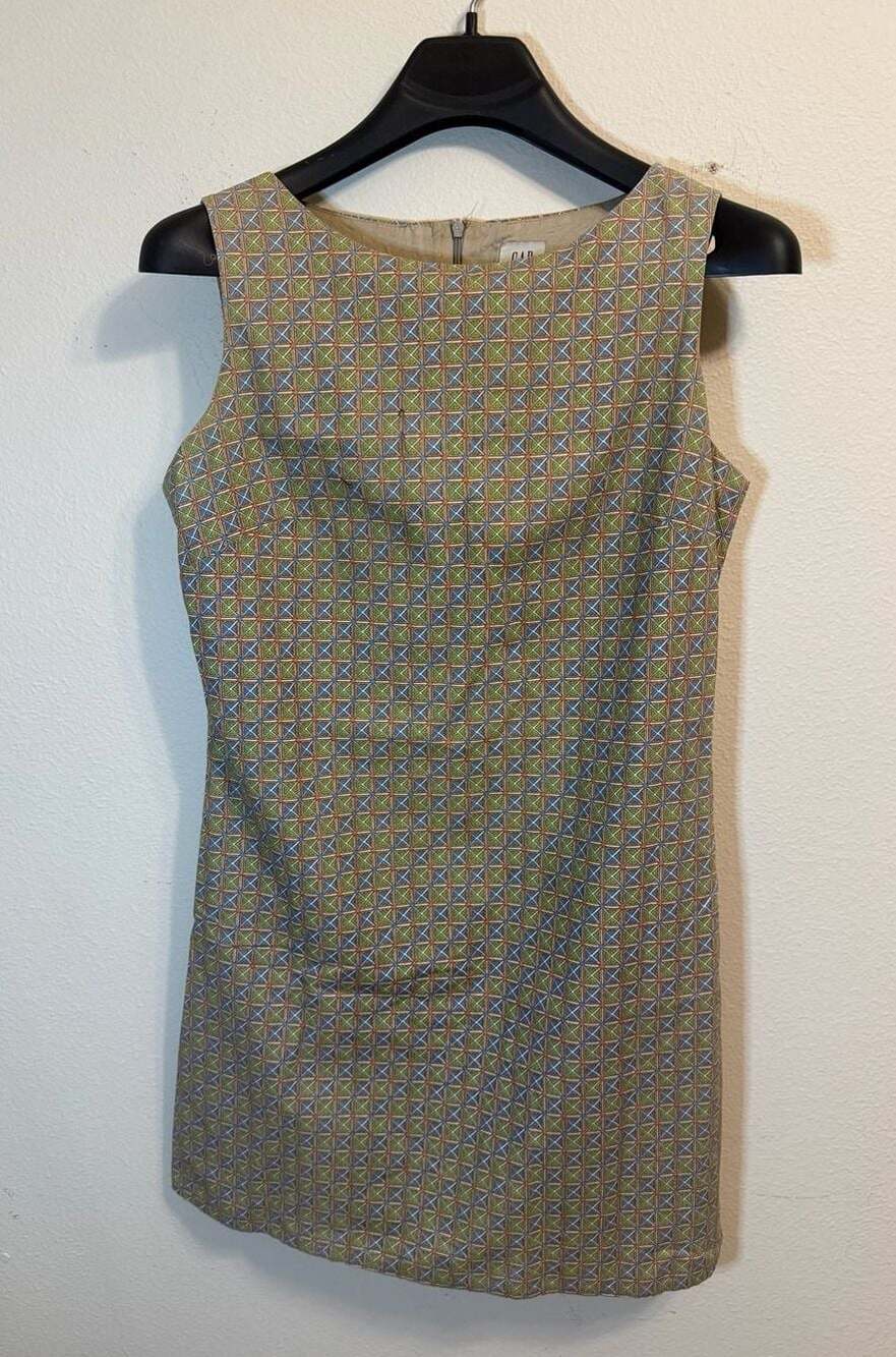Vintage Gap Geometric Print Sleeveless Shift Dress Size 8